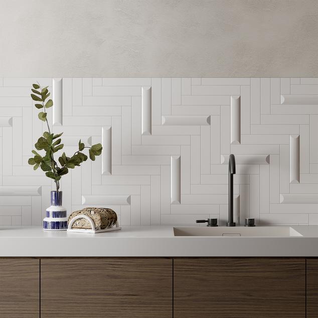 obklad backsplash bílá lesk mat cihlička